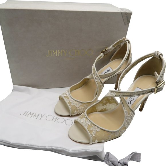 Jimmy Choo EMILY 85 Ivory Floral Sandals - Picture 3 of 8